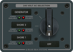 Blue Sea Systems AC Rotary Switch Panel 65 Ampere 3 positions + OFF, 3 Pole - 8361 - Steveston Marine and Hardware