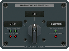 Blue Sea Systems AC Rotary Switch Panel 30 Ampere 2 positions + OFF, 4 Pole - 8386 - Steveston Marine and Hardware
