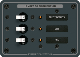 Blue Sea Systems Traditional Metal DC Panel - 3 Positions - 8025 - Steveston Marine and Hardware