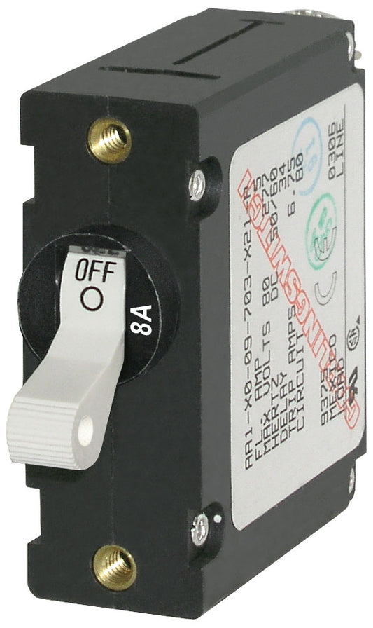 Blue Seas A-Series White Toggle Circuit Breaker - Single Pole 8A