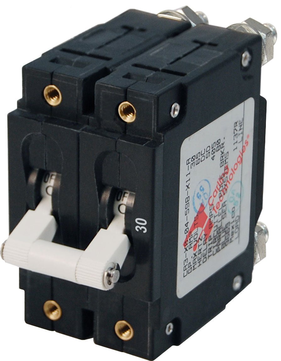 Blue Sea Systems C - Series White Toggle Circuit Breaker - Double Pole 30 Amp - 7365 - Steveston Marine and Hardware