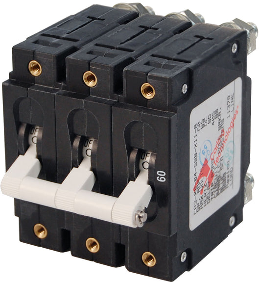 Blue Sea Systems C-Series White Toggle Circuit Breaker - Triple Pole 60 Amp - 7288