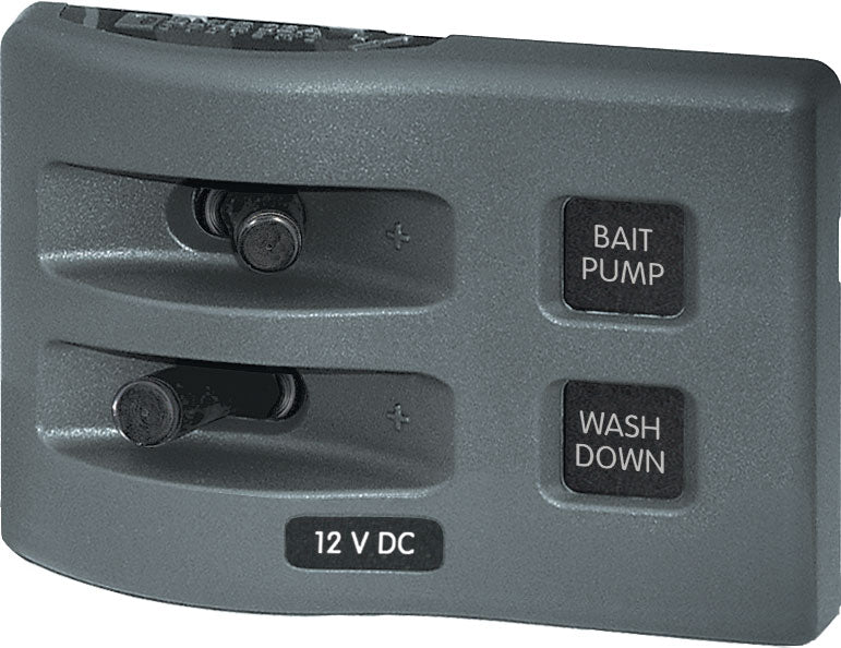 Blue Sea Systems WeatherDeckÂ® 12V DC Waterproof Switch Panel - 2 Position - 4303 - Steveston Marine and Hardware