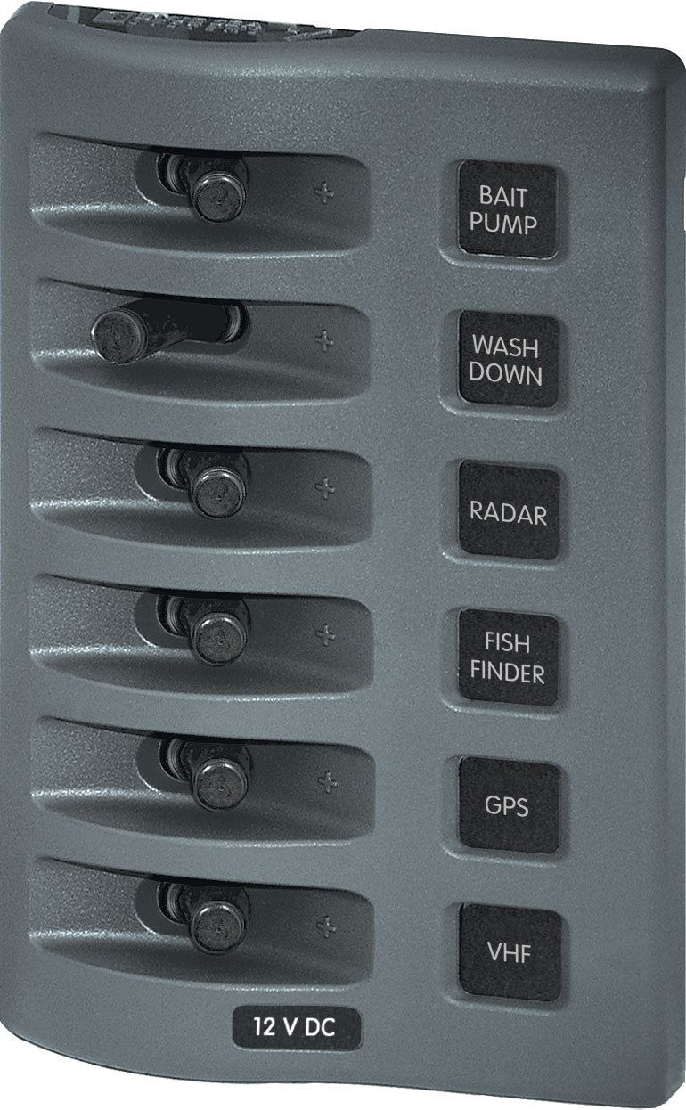 Blue Sea Systems WeatherDeckÂ® 12V DC Waterproof Switch Panel - 6 Position - 4307 - Steveston Marine and Hardware