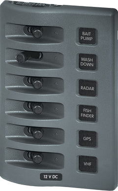 Blue Sea Systems WeatherDeckÂ® 12V DC Waterproof Switch Panel - 6 Position - 4307 - Steveston Marine and Hardware