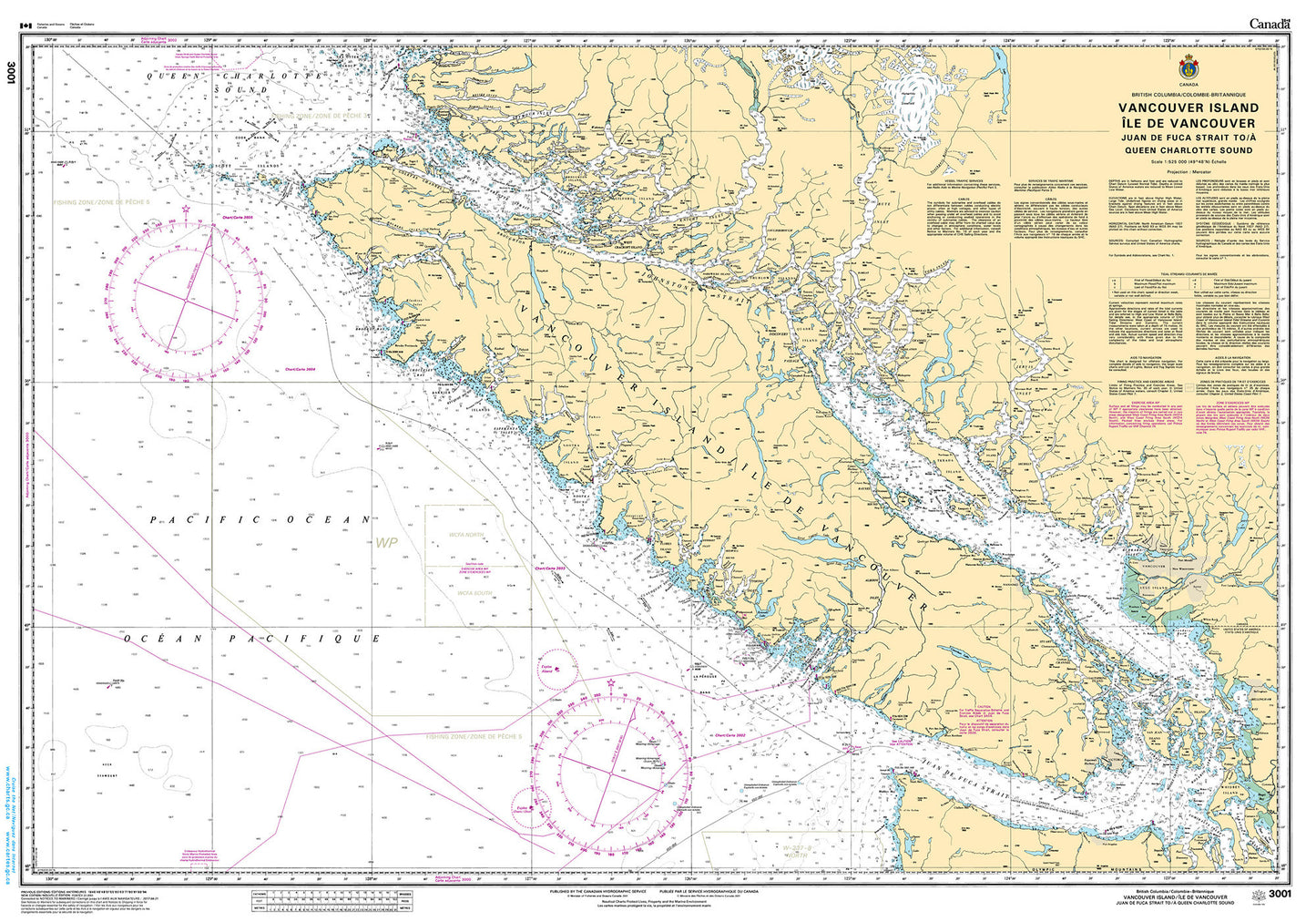Chart 3011 - Juan de Fuca to / à Queen Charlotte Sound