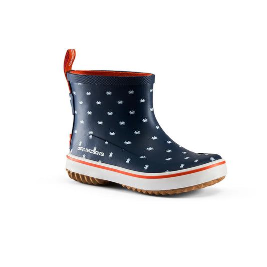 Grundens Kid's Guppy Rain Boots - Navy Crab Print