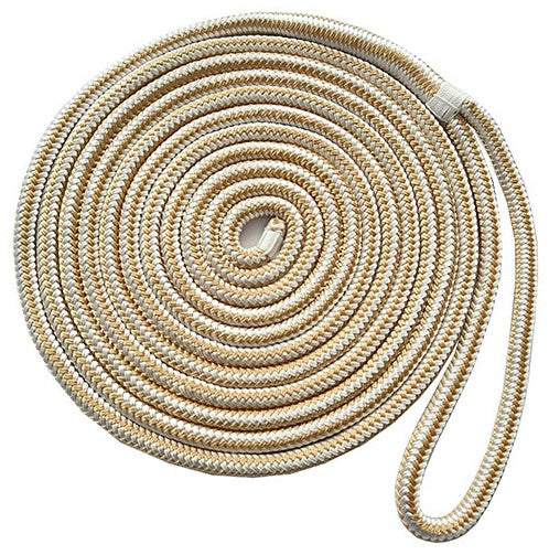 Mariner Dockline Double Braid - 3/8 x 10 - Gold White
