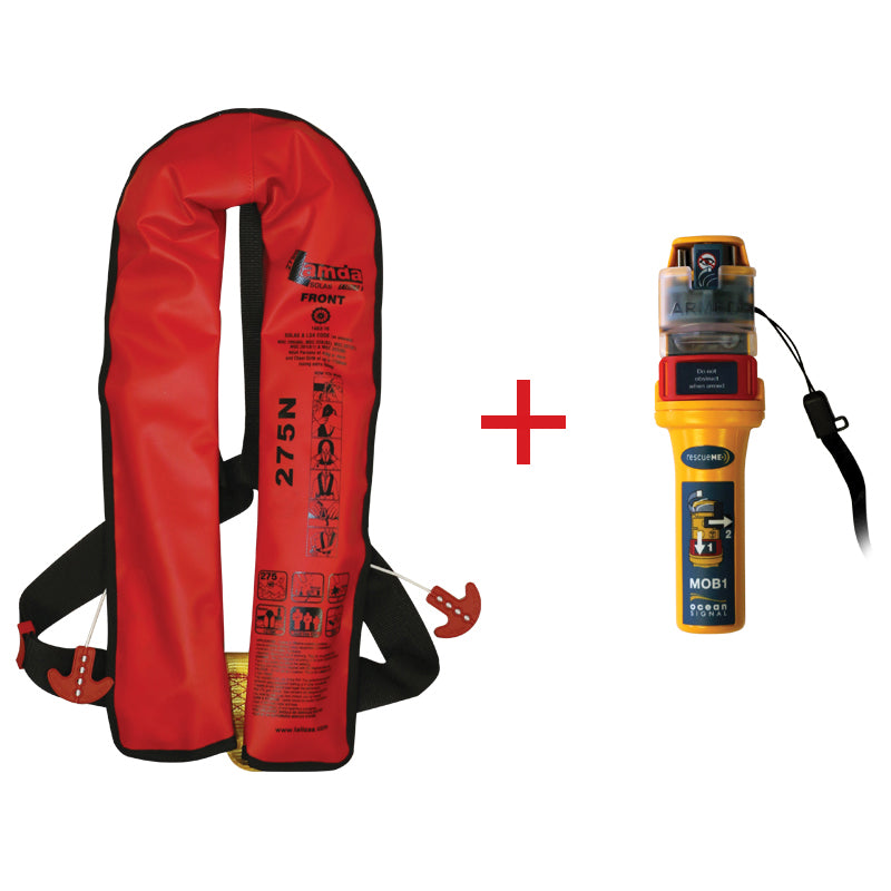 LALIZAS Infl.Lifejacket Lamda, Auto, 275N, SOLAS/MED, Adult, w/Ocean Signal MOB1, Set