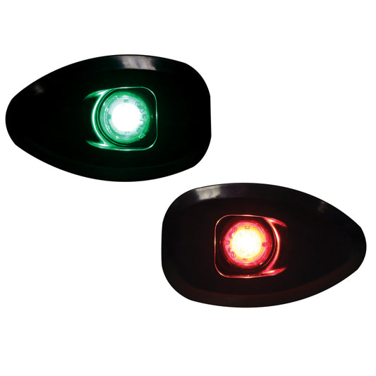 MICRO LED 12 Starboard&Port Lights 112,5°,Side&Flush mount.,Set,Black Hous.,w/out holes