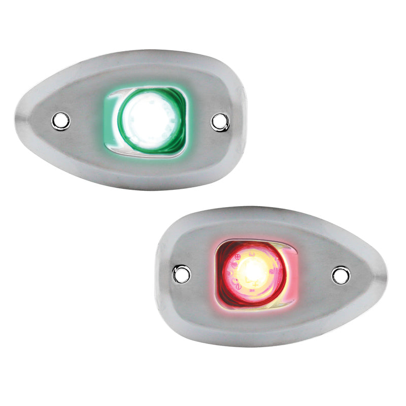 MICRO LED 12 Starboard&Port Lights 112,5°,Side & Flush mount.,Set,Chrome Hous.,w/holes