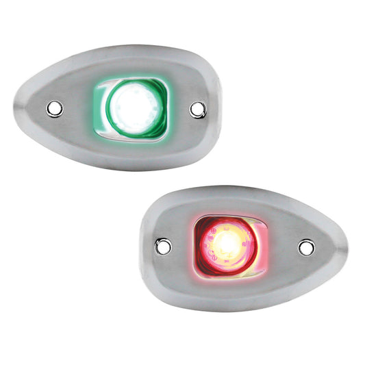 MICRO LED 12 Starboard&Port Lights 112,5°,Side & Flush mount.,Set,Chrome Hous.,w/holes