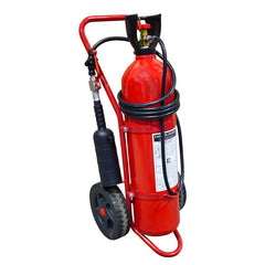 Fire Extinguisher Wheeled, CO2, 20kg, w/Hose, Horn & Nozzle, SOLAS/MED (EN,FR,ES,PT) - Steveston Marine and Hardware
