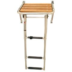 Platform w/ telescopic ladder, 450x390mm, Inox 316 - Steveston Marine and Hardware