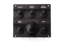 Seadog Switch Panel 5 Toggle W Socket - Steveston Marine and Hardware