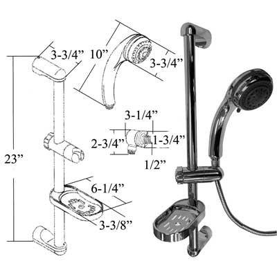 Ambassador Marine Chrome Shower And Slide Bar