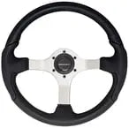 uflex - steering - wheel - silver - blk - grip - Steveston Marine and Hardware