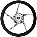 uflex - steering - whl - blk - grip - ss - 5 - spk - Steveston Marine and Hardware