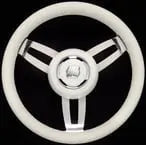 uflex - steering - whl - wht - poly - chrome - Steveston Marine and Hardware