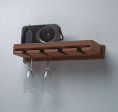 Whitecap Teak Rack Wineglass W Shelf