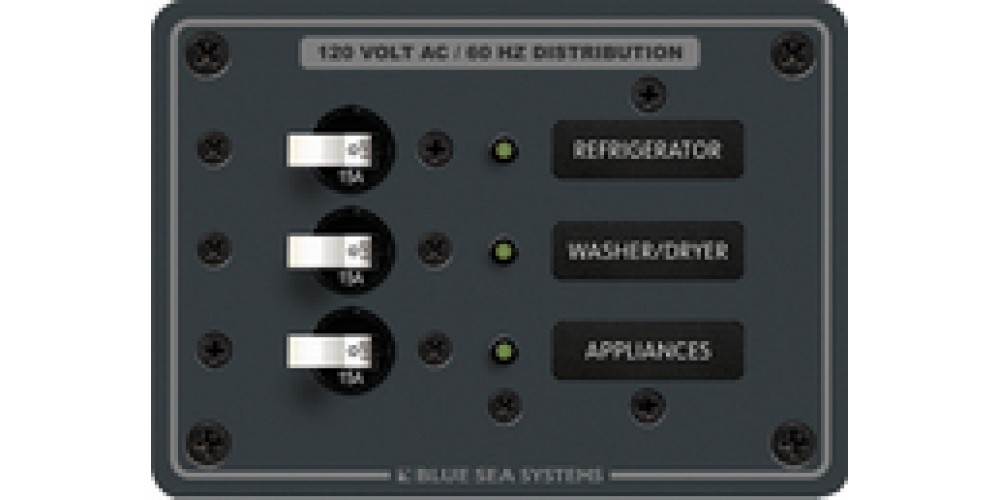 Blue Sea Systems Panel 120Vac 3 Circuit Breake