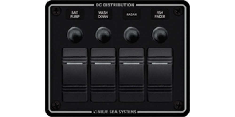 Blue Sea Systems Panel H2O Cb 12Vdc 4 Pos Black