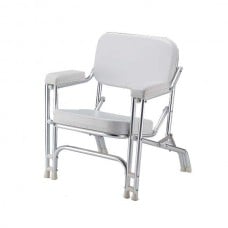 White Padded Deck Chair Stainless Frame