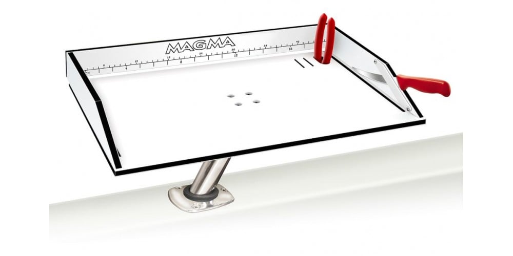 Magma Black and White Bait Filet Mate Table With LeveLock All Angle Adjustable Fish Rod Holder Mount