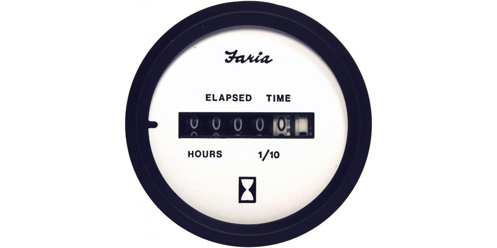 Faria Hourmeter Digital (12-32 Volts) Euro White - FAR12913