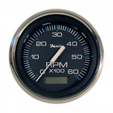 Faria Chesapeake Black Stainless Steel Tachometer 6000 RPM w/ Hourmeter - FAR33732