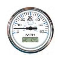 Faria Chesapeake White Stainless Steel Speedometer 60 Mph w/ GPS & LCD - FAR33826