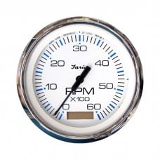 Faria Chesapeake White Stainless Steel Tachometer 6000 RPM w/ Hourmeter - FAR33832