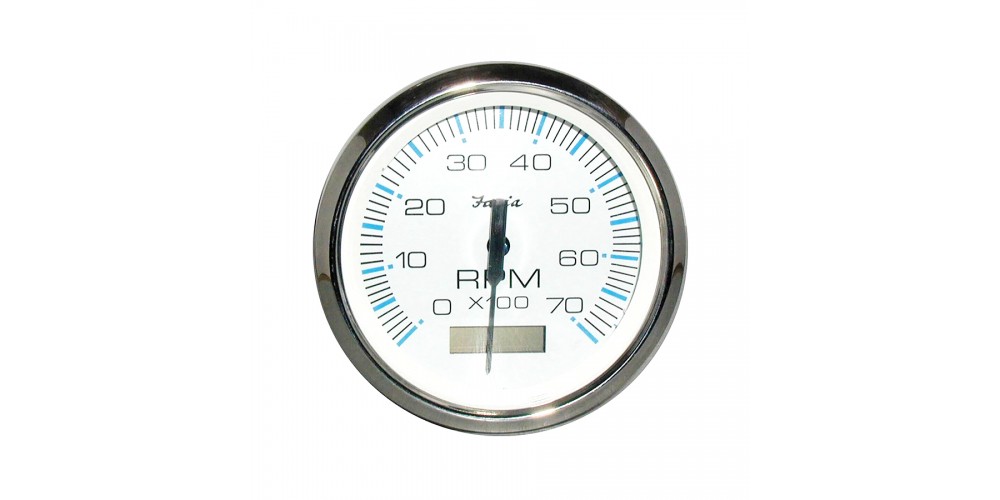 Faria Chesapeake White Stainless Steel Tachometer w/ Hourmeter 7000 RPM - FAR33840