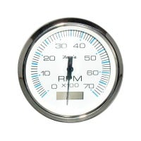 Faria Chesapeake White Stainless Steel Tachometer w/ Hourmeter 7000 RPM - FAR33840