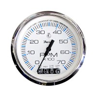 Faria Chesapeake White Stainless Steel Tachometer 0-7000 RPM with SystemCheck Indicator - FAR33850