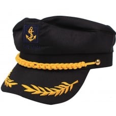 Black Embroidered  Captain Cap