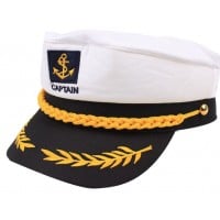 White Navy Embroidered  Captain Cap