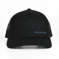 Grundens Offset Embroidered Logo Trucker Hat Solid Black One Size - 50269
