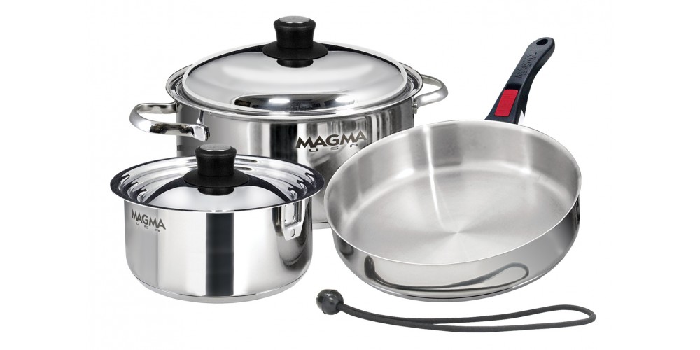 Magma 7 Pc Induction Compatible Nesting Cookware Set Stainless Steel